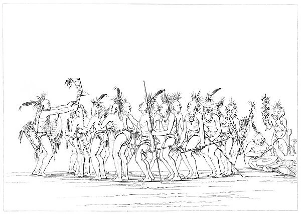 Slave dance, Sac and Fox, Rock Island, Upper Mississippi, 1841. Artist: Myers and Co