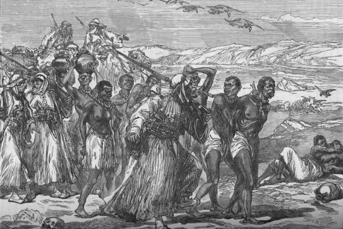 Framed Print : Slave Gang Crossing The African Desert, c1881-85 Framed Print : Slave Gang Crossing The African Desert, c1881-85
