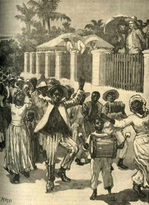 Framed Print : Slavery emancipation festival in Barbados, c1834 (c1890). Creator: Unknown Framed Print : Slavery emancipation festival in Barbados, c1834 (c1890). Creator: Unknown