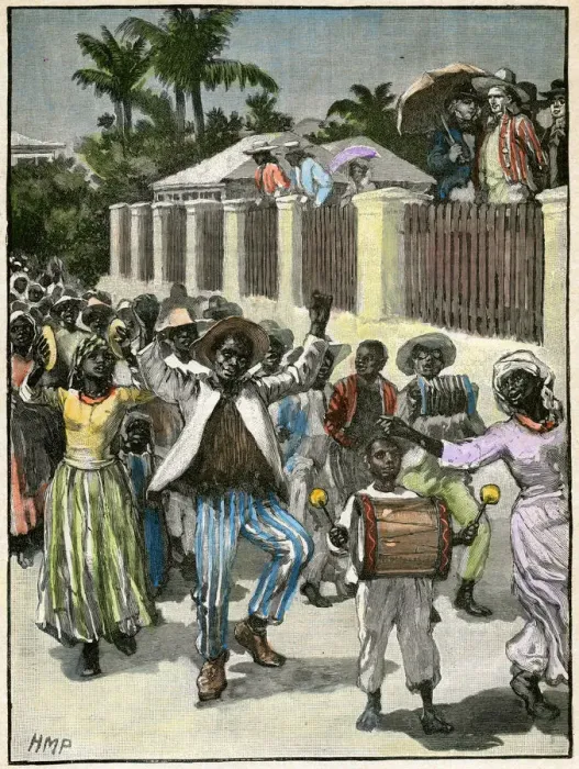 Framed Print : Slavery emancipation festival in Barbados, c1880 Framed Print : Slavery emancipation festival in Barbados, c1880