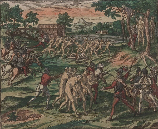 Slaves attempt to overcome their Spanish owners, but are captured and hanged from trees, 1595