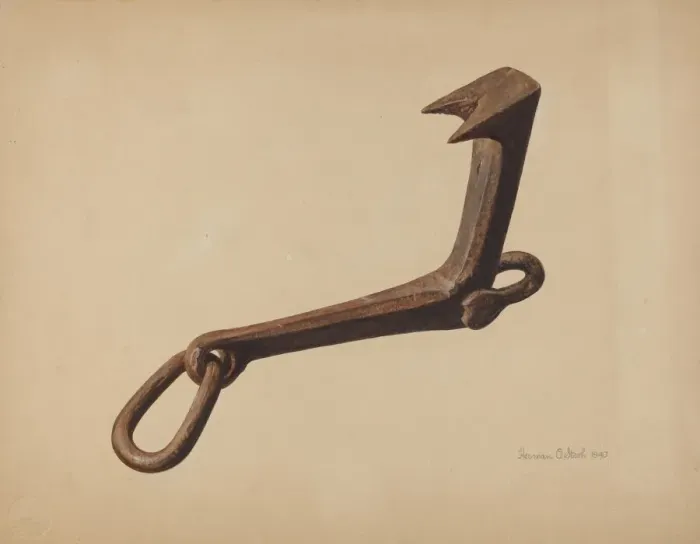 Framed Print : Sled Starting Hook, 1940. Creator: Herman O. Stroh Framed Print : Sled Starting Hook, 1940. Creator: Herman O. Stroh