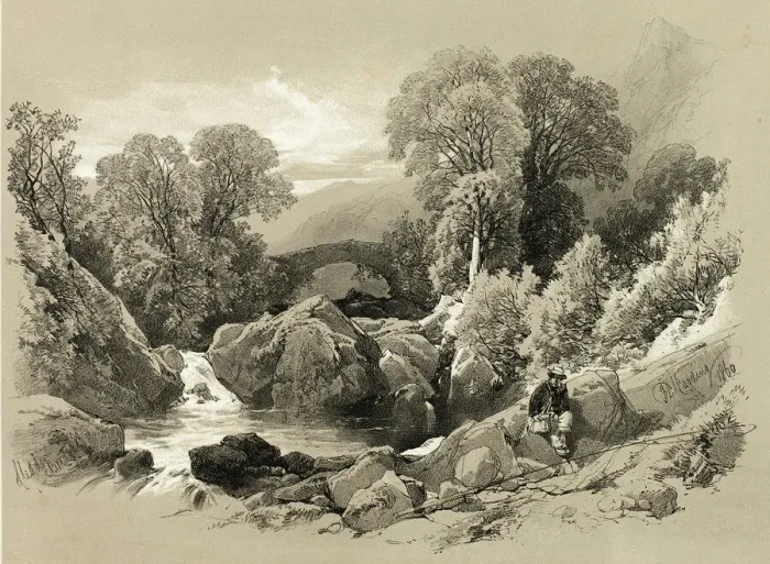 Framed Print : Sledde Bridge, from Picturesque Selections, 1860. Creator: James Duffield Harding Framed Print : Sledde Bridge, from Picturesque Selections, 1860. Creator: James Duffield Harding