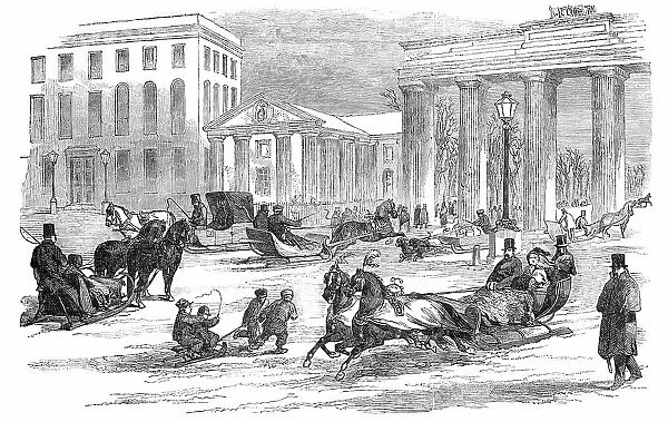 Sledging in Berlin, 1850. Creator: Unknown
