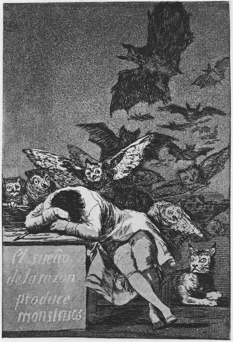 Framed Print : The Sleep of Reason Produces Monsters. (Capricho No 43), 1797-1798. Artist: Goya, Francisco, de (1746-1828) Framed Print : The Sleep of Reason Produces Monsters. (Capricho No 43), 1797-1798. Artist: Goya, Francisco, de (1746-1828)