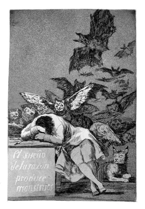 Framed Print : The sleep of reason produces monsters, 1799. Artist: Francisco Goya Framed Print : The sleep of reason produces monsters, 1799. Artist: Francisco Goya