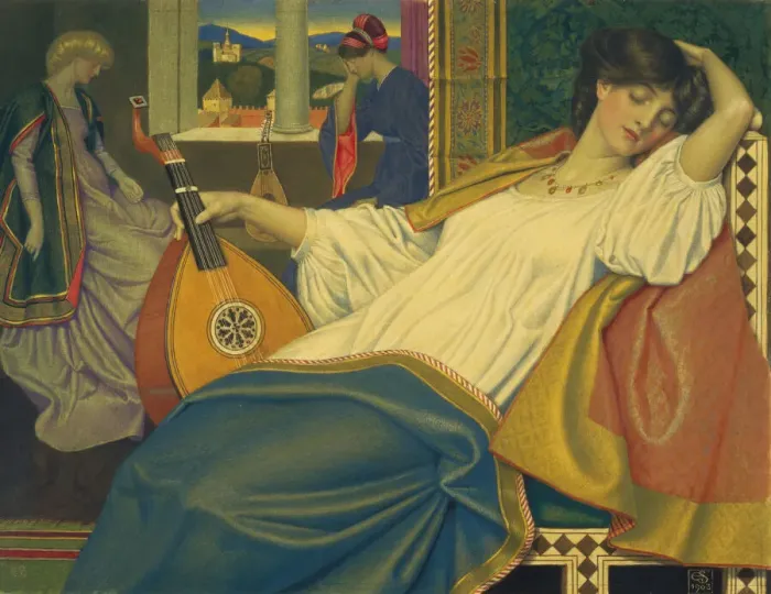 Framed Print : The Sleeping Beauty, 1903. Creator: Joseph Edward Southall Framed Print : The Sleeping Beauty, 1903. Creator: Joseph Edward Southall
