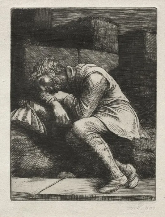 Framed Print : The Sleeping Beggar. Creator: Alphonse Legros (French, 1837-1911) Framed Print : The Sleeping Beggar. Creator: Alphonse Legros (French, 1837-1911)