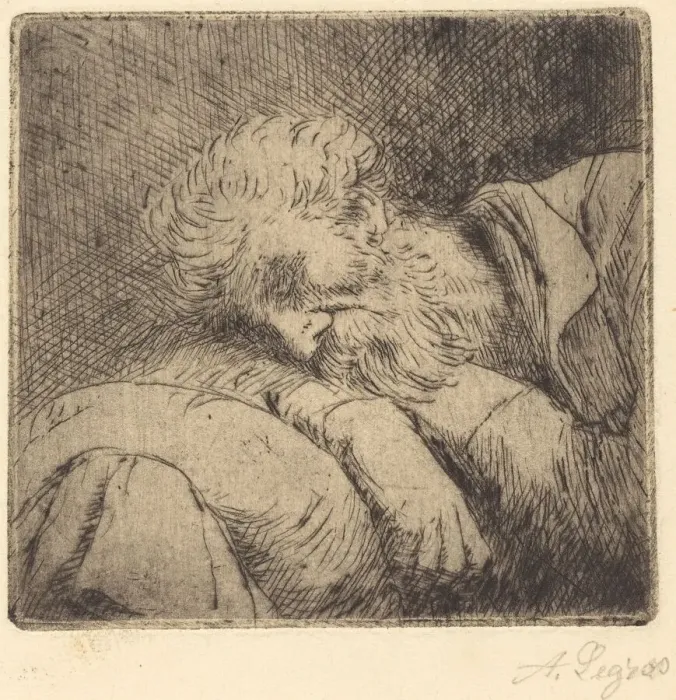 Framed Print : Sleeping Beggar (Mendiant endormi). Creator: Alphonse Legros Framed Print : Sleeping Beggar (Mendiant endormi). Creator: Alphonse Legros
