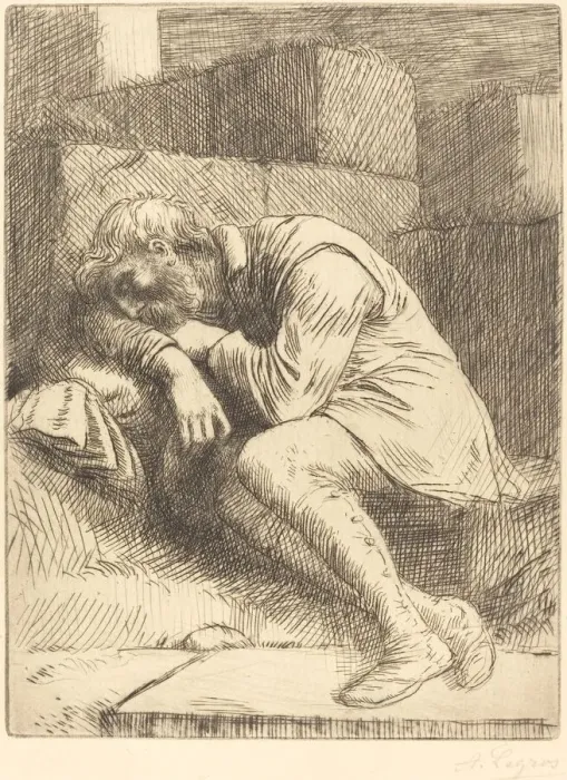 Framed Print : Sleeping Beggar (Mendiant endormi). Creator: Alphonse Legros Framed Print : Sleeping Beggar (Mendiant endormi). Creator: Alphonse Legros