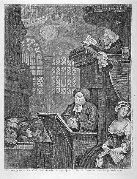 The sleeping congregation, 1736. Artist: William Hogarth