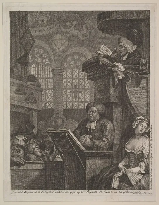 Framed Print : The Sleeping Congregation, April 21, 1762. Creator: William Hogarth Framed Print : The Sleeping Congregation, April 21, 1762. Creator: William Hogarth