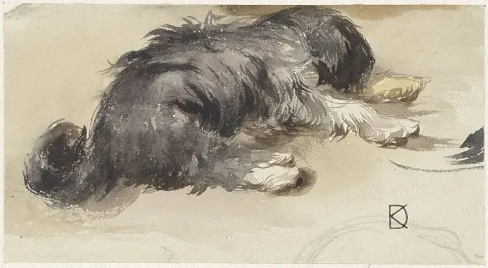 Framed Print : Sleeping dog, 1841-1857. Creator: Johan Daniel Koelman Framed Print : Sleeping dog, 1841-1857. Creator: Johan Daniel Koelman
