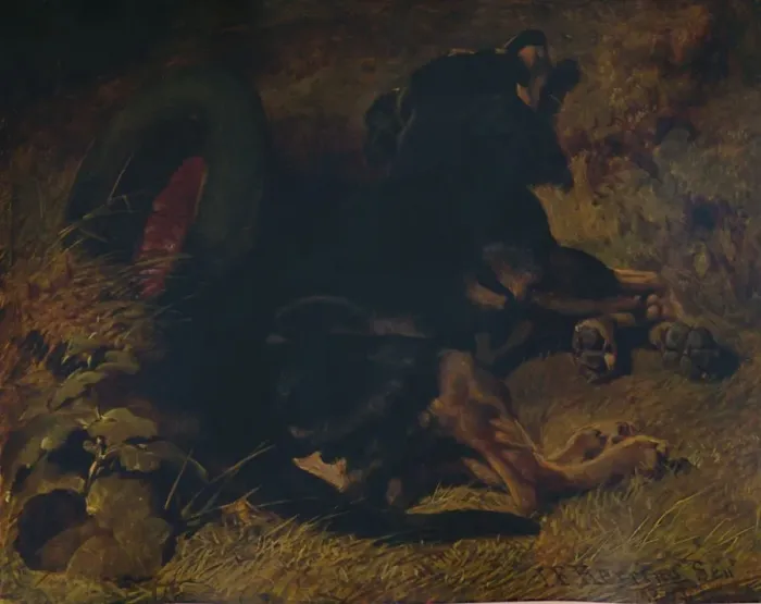 Framed Print : Sleeping Dog, 1850, (1935). Artist: John Frederick Hering Framed Print : Sleeping Dog, 1850, (1935). Artist: John Frederick Hering
