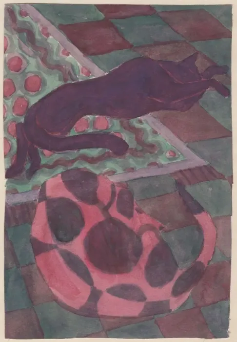 Framed Print : Sleeping dog and cat, c1951. Creator: Shirley Markham Framed Print : Sleeping dog and cat, c1951. Creator: Shirley Markham