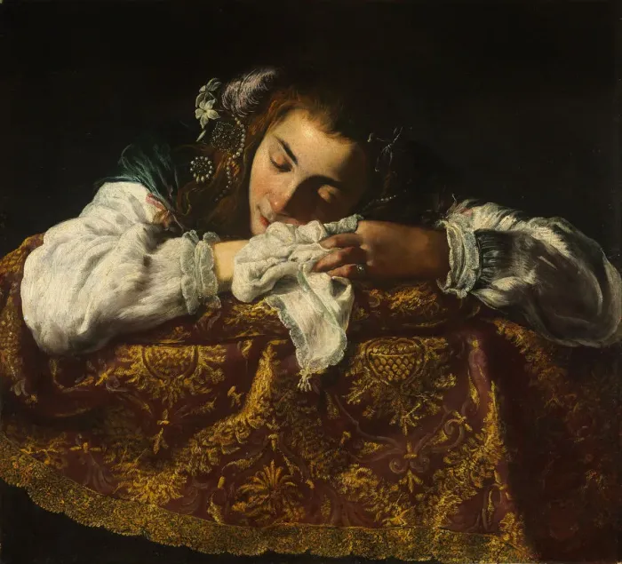 Framed Print : Sleeping Girl. Artist: Fetti, Domenico (1588 / 90-1623) Framed Print : Sleeping Girl. Artist: Fetti, Domenico (1588 / 90-1623)