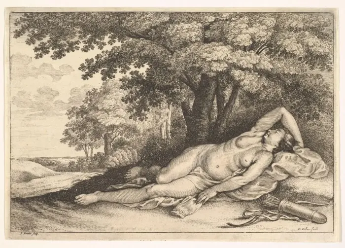 Framed Print : Sleeping Huntress, 1625-77. Creator: Paulus Potter Framed Print : Sleeping Huntress, 1625-77. Creator: Paulus Potter