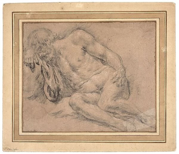 Sleeping Male Nude, perhaps for the Drunkenness of Noah, c.1550. Creator: Paris Bordone