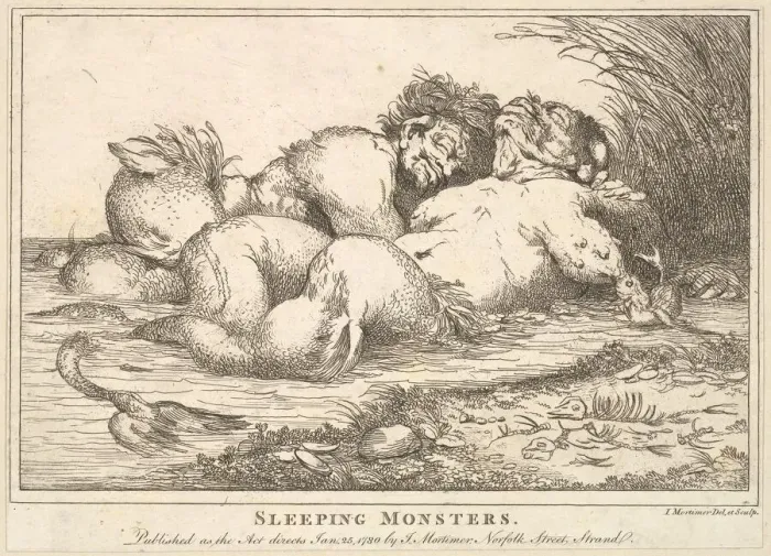 Framed Print : Sleeping Monsters, January 25, 1780. Creator: John Hamilton Mortimer Framed Print : Sleeping Monsters, January 25, 1780. Creator: John Hamilton Mortimer
