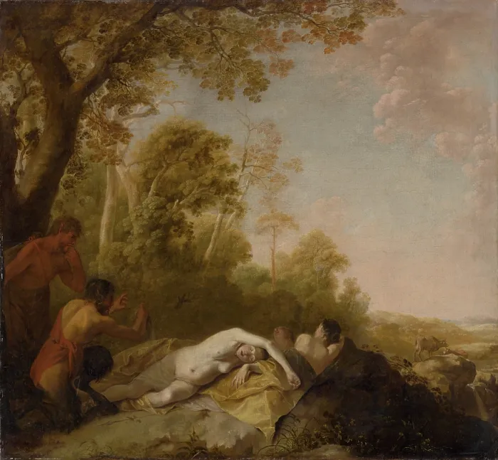Framed Print : Sleeping Nymphs, 1650-1660. Creator: Dirck van der Lisse Framed Print : Sleeping Nymphs, 1650-1660. Creator: Dirck van der Lisse