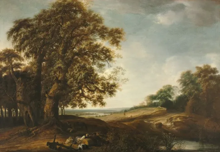 Framed Print : Sleeping Peasants near Fields (Parable of the Weeds), 1650-1653. Creator: Simon de Vlieger (Dutch Framed Print : Sleeping Peasants near Fields (Parable of the Weeds), 1650-1653. Creator: Simon de Vlieger (Dutch