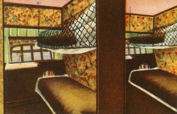 Sleeping quarters on board a zeppelin, 1932. Creator: Unknown