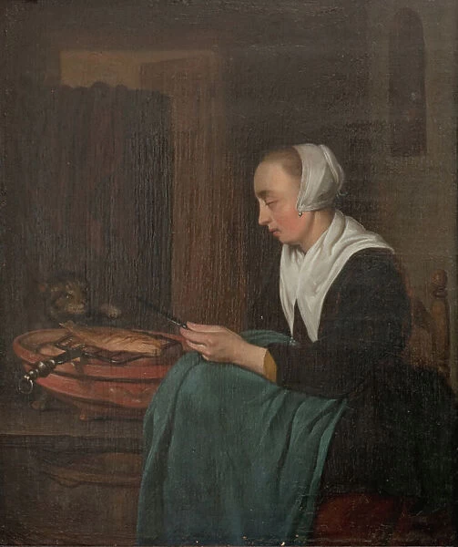 A Sleeping Saleswoman, 1644-1667. Creator: Gabriel Metsu