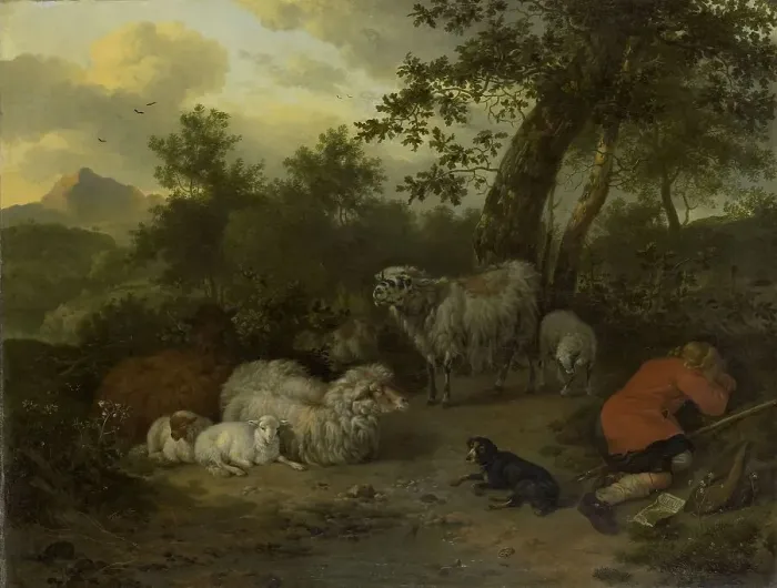 Framed Print : The Sleeping Shepherd, 1678. Creator: Jan van der Meer Framed Print : The Sleeping Shepherd, 1678. Creator: Jan van der Meer