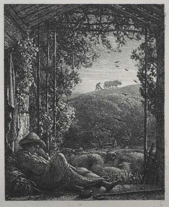 Framed Print : The Sleeping Shepherd, 1857. Creator: Samuel Palmer (British, 1805-1881) Framed Print : The Sleeping Shepherd, 1857. Creator: Samuel Palmer (British, 1805-1881)
