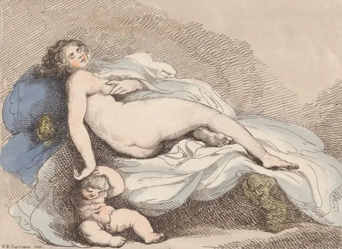 Framed Print : Sleeping Venus and Love, 1799. 1799. Creator: Thomas Rowlandson Framed Print : Sleeping Venus and Love, 1799. 1799. Creator: Thomas Rowlandson