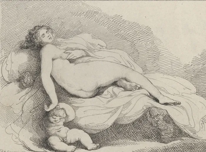 Framed Print : Sleeping Venus and Love, 1799. 1799. Creator: Thomas Rowlandson Framed Print : Sleeping Venus and Love, 1799. 1799. Creator: Thomas Rowlandson