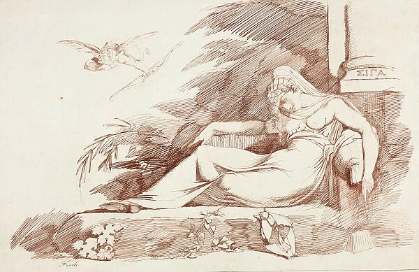 Sleeping Woman with a Cupid, 1780 / 90. Creator: Henry Fuseli