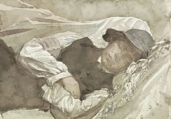 Framed Print : Sleeping young man, 1874-1925. Creator: Jan Veth Framed Print : Sleeping young man, 1874-1925. Creator: Jan Veth