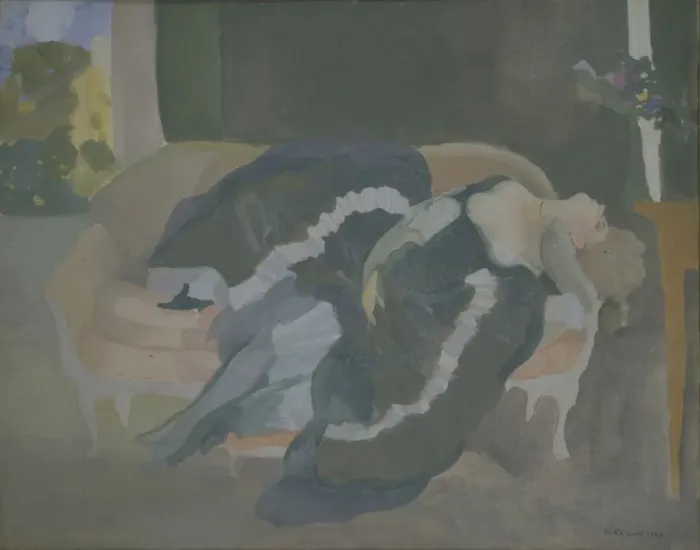Framed Print : Sleeping Young Woman. Artist: Somov, Konstantin Andreyevich (1869-1939) Framed Print : Sleeping Young Woman. Artist: Somov, Konstantin Andreyevich (1869-1939)