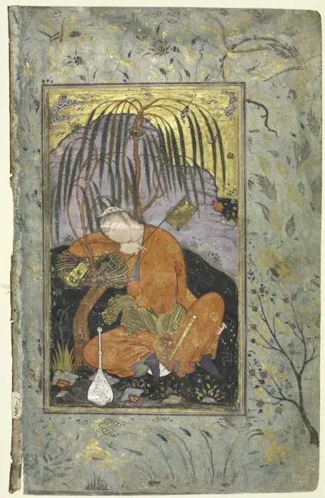 Framed Print : Sleeping Youth (verso), Illustration from a Single Page Manuscript, early 1600s. Creator Framed Print : Sleeping Youth (verso), Illustration from a Single Page Manuscript, early 1600s. Creator