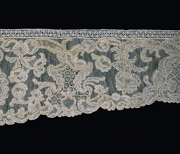 Sleeve Ruffle (Engageante) and Lappets (Joined), France, 1740s. Creator: Unknown