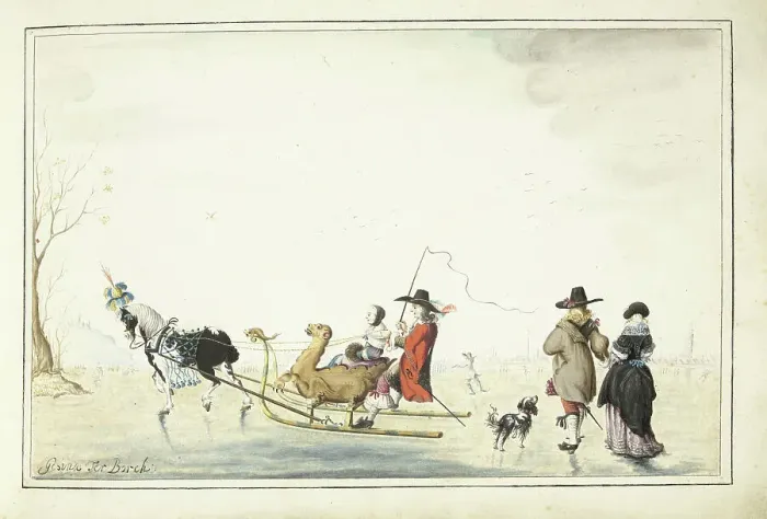 Framed Print : Sleigh on the ice, after 1656-c.1687. Creator: Gesina ter Borch Framed Print : Sleigh on the ice, after 1656-c.1687. Creator: Gesina ter Borch