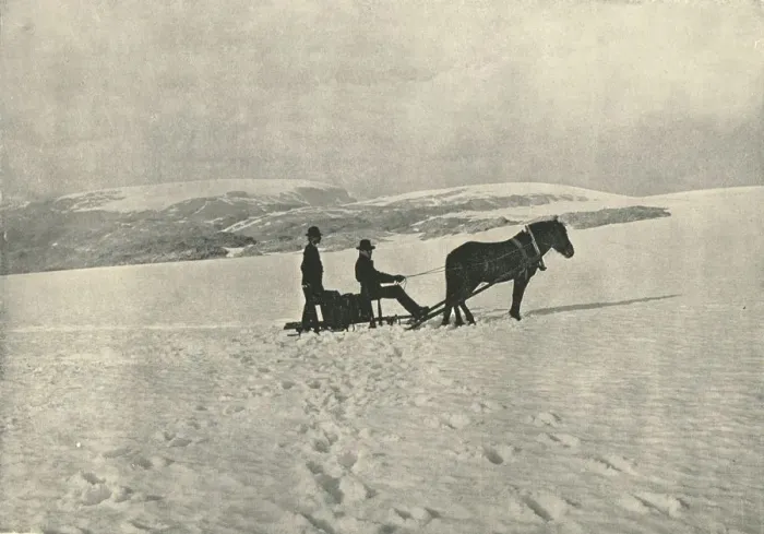 Framed Print : Sleighing over the Glacier, Folgefonna, Norway, 1895. Creator: Knud Knudsen Framed Print : Sleighing over the Glacier, Folgefonna, Norway, 1895. Creator: Knud Knudsen