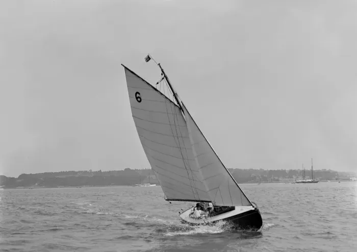 Framed Print : The sloop Genista under sail on the River Hamble, 1920. Creator: Kirk & Sons of Cowes Framed Print : The sloop Genista under sail on the River Hamble, 1920. Creator: Kirk & Sons of Cowes