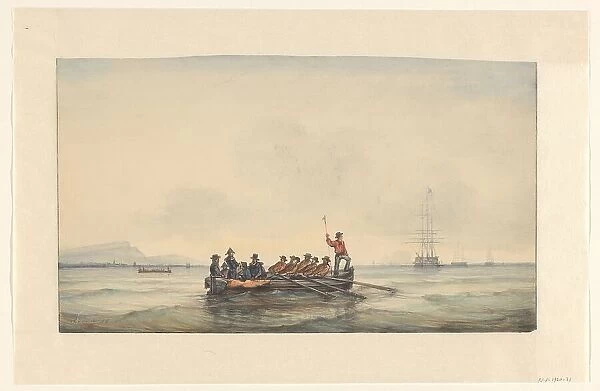Sloop transports officers to a ship, 1829-1879. Creator: Ary Pleijsier