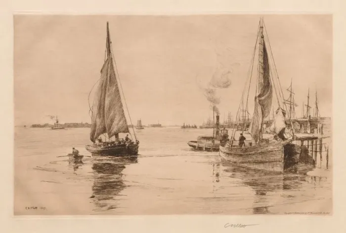 Framed Print : Two Sloops on the East River, 1889. Creator: Charles Adams Platt (American, 1861-1933) Framed Print : Two Sloops on the East River, 1889. Creator: Charles Adams Platt (American, 1861-1933)