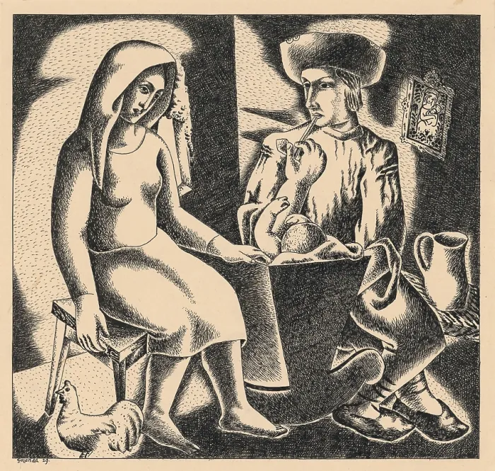 Framed Print : Slovak family, 1929. Creator: Mikulas Galanda Framed Print : Slovak family, 1929. Creator: Mikulas Galanda