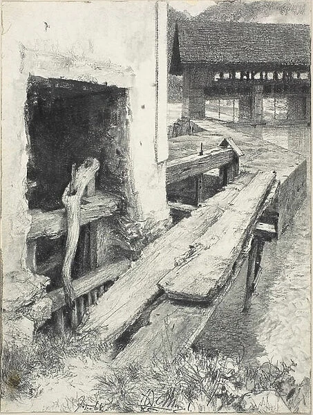 Sluice, 1885. Creator: Adolph Menzel