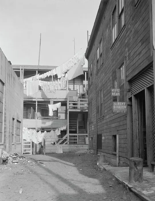 Framed Print : Slums of San Francisco, California, 1935. Creator: Dorothea Lange Framed Print : Slums of San Francisco, California, 1935. Creator: Dorothea Lange