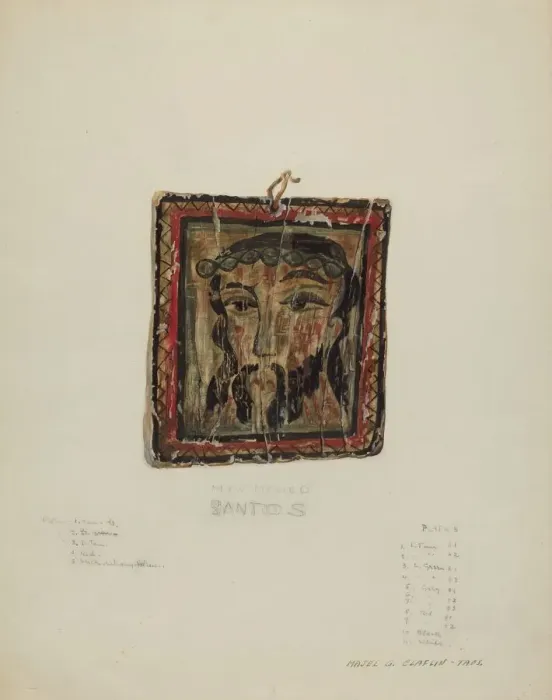 Framed Print : Small Christo Head - Retablo, c. 1940. Creator: Majel G. Claflin Framed Print : Small Christo Head - Retablo, c. 1940. Creator: Majel G. Claflin
