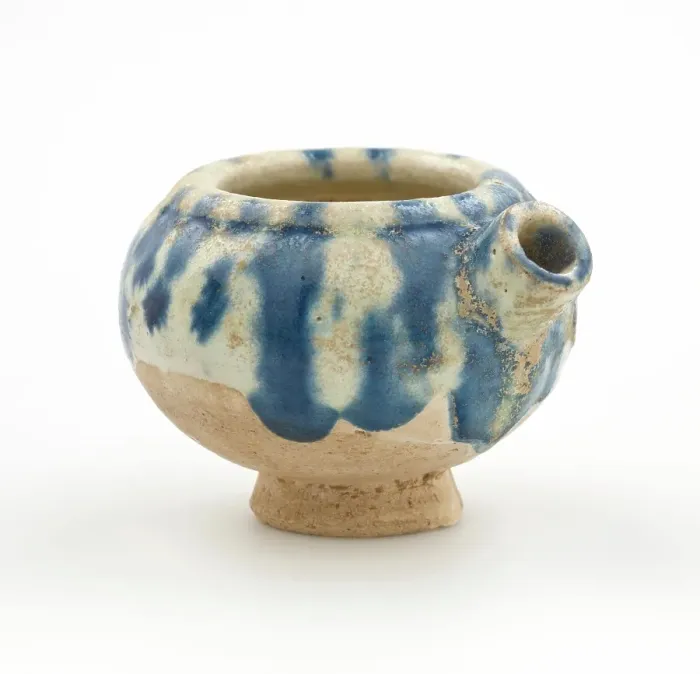 Framed Print : Small ewer with blue streaks, date unknown. Creator: Unknown Framed Print : Small ewer with blue streaks, date unknown. Creator: Unknown