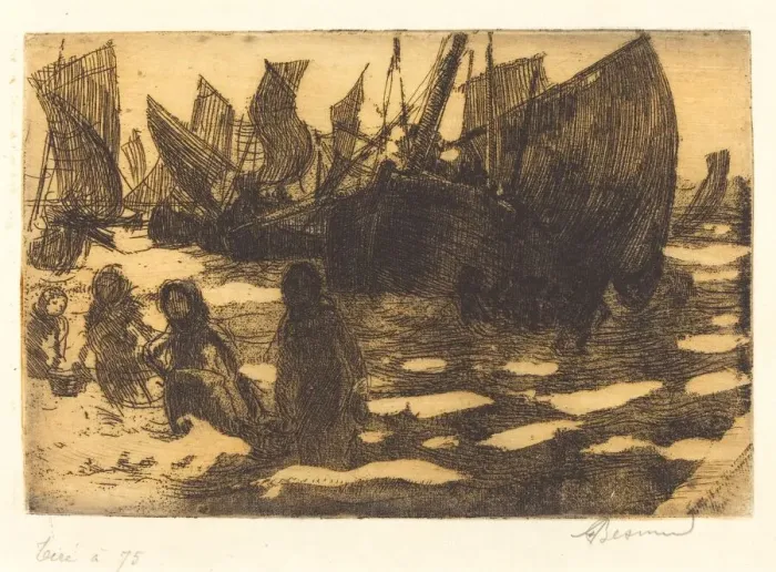 Framed Print : Small Fishing Boats of Berck (Petites Pecheuses de Berck), 1897 Framed Print : Small Fishing Boats of Berck (Petites Pecheuses de Berck), 1897