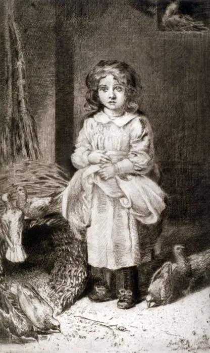 Framed Print : Small Girl Feeding Doves, c1888. Artist: Anna Lea Merritt Framed Print : Small Girl Feeding Doves, c1888. Artist: Anna Lea Merritt