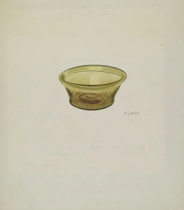 Framed Print : Small Glass Bowl, c. 1940. Creator: V. L. Vance Framed Print : Small Glass Bowl, c. 1940. Creator: V. L. Vance