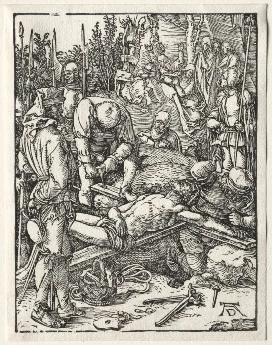 Framed Print : The Small Passion: Christ Being Nailed to the Cross, 1509-1511. Creator: Albrecht Dürer Framed Print : The Small Passion: Christ Being Nailed to the Cross, 1509-1511. Creator: Albrecht Dürer